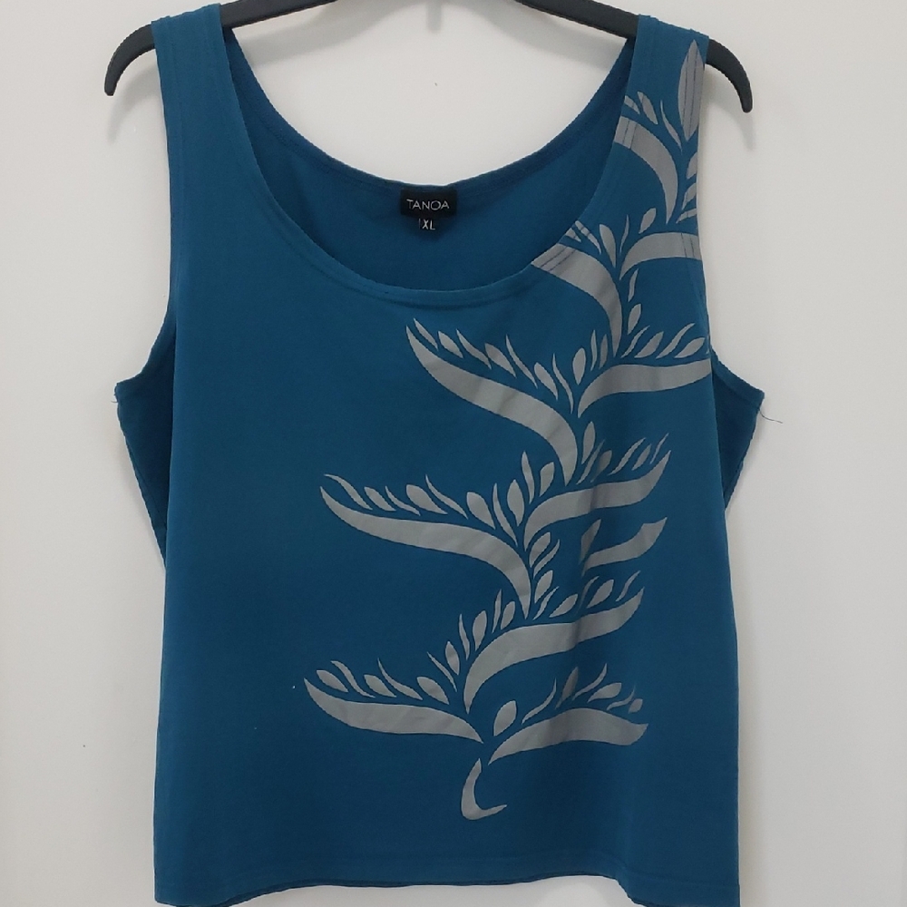 〰️Tanoa〰️ Teal Heliconia Print Tank Top XL